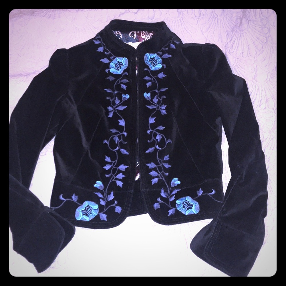 Lucky brand velvet embroidered jacket